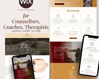 Wix Studio Template for Counsellors, Therapists, Life Coaches | Holistic Wellness Website Template | Earthy Elegant