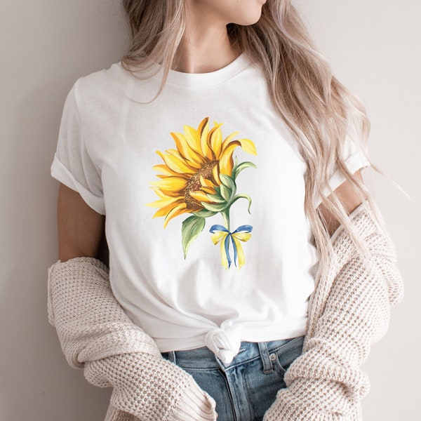 Ukraine Sunflower Graphic Shirt, Ukraine Shirt, Ukrainian Crewneck T Shirt, Ukraine Flower T Shirts, Ukrainian Gifts, Stand with Ukraine Tee