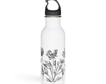 Floral Stainless Steel Water Bottle, 20 oz