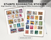 Goodnotes Stamp Stickers, Vintage Postage Theme (Precropped Digital Stickers)
