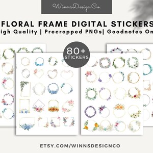 Floral Frame Goodnotes Stickers, Spring Digital Planner Stickers, Floral Digital Stickers, Goodnotes Stickers, Flower Digital Stickers