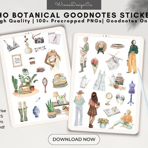 Precropped Goodnotes Stickers, Digital Planner Stickers, Goodnotes Stickers Boho Botanical, Goodnotes Aesthetic, Goodnotes Spring