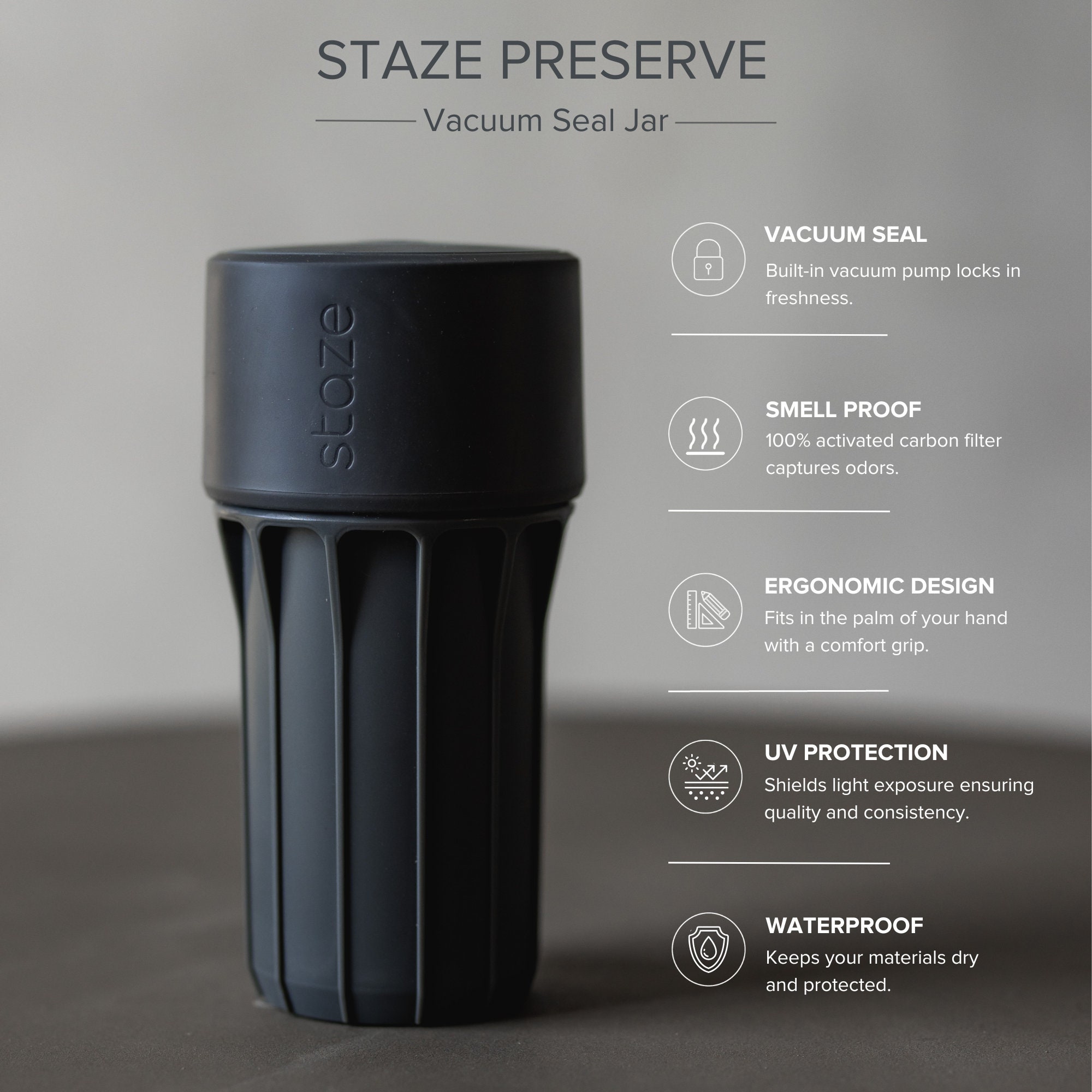 Staze Preserve Vacuum Sealed & Smell Proof Containers Patented Storage