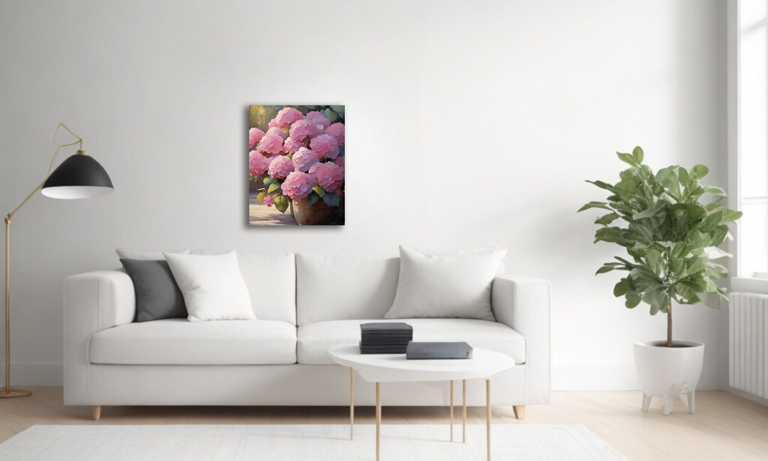 Pink Hydrangea Canvas Wall Art Hydrangea Impressionist Wall Flower Art