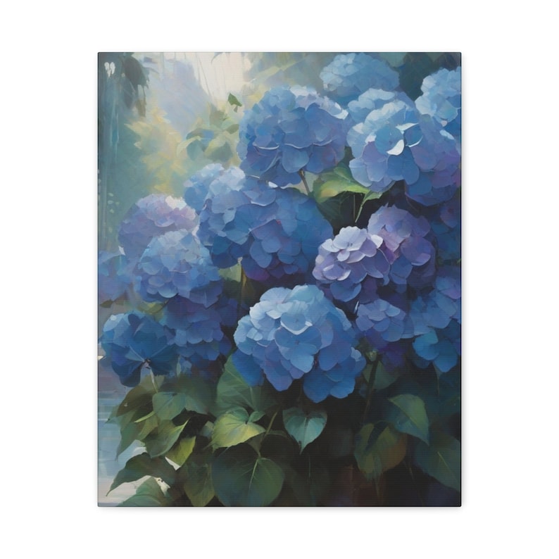 Blue Hydrangea Canvas Wall Art Hydrangea Impressionist Wall Flower Art