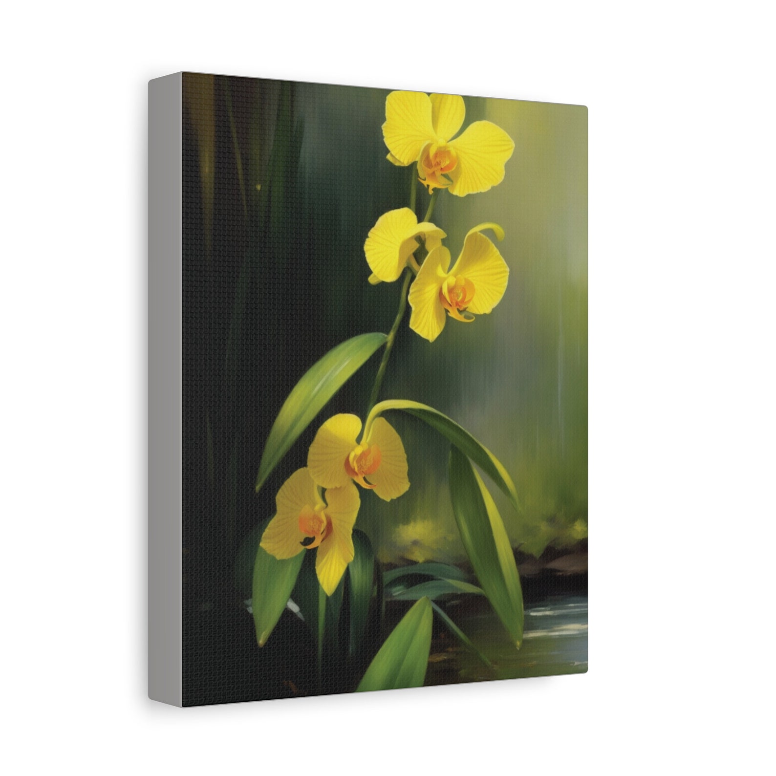 Yellow Impressionist Style Orchid Canvas Wall Art Orchid Yellow Wall ...