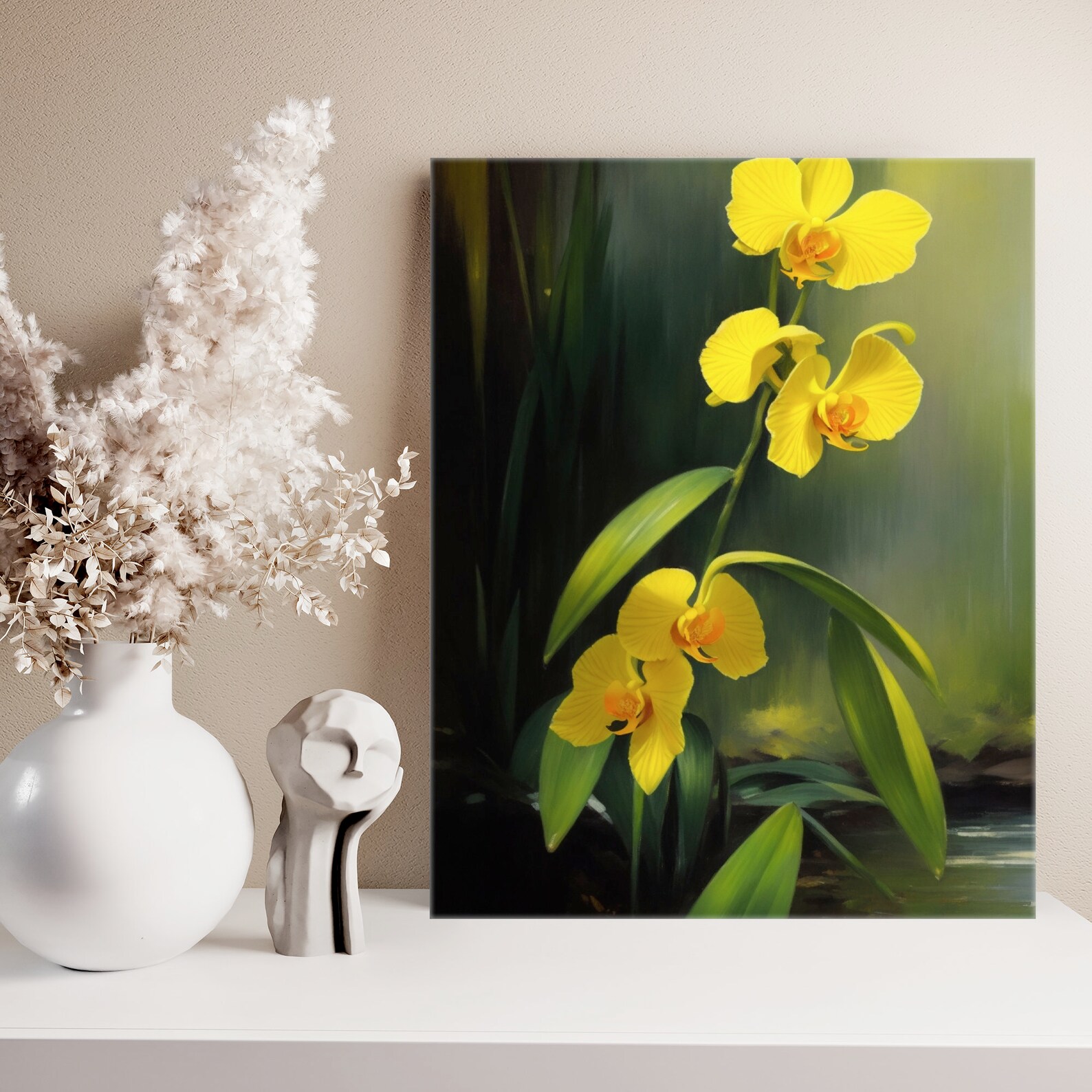 Yellow Impressionist Style Orchid Canvas Wall Art Orchid Yellow Wall ...