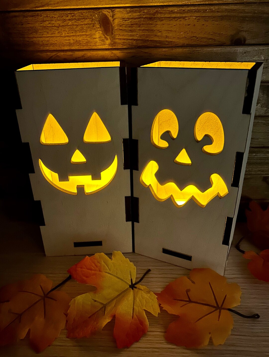 Jack'o'lantern Luminary Wooden Laser Cut Halloween Decor