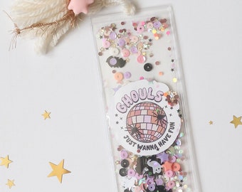 Halloween Shaker Bookmark - Shaker Bookmark - Girl Bookmark - Glitter Bookmark