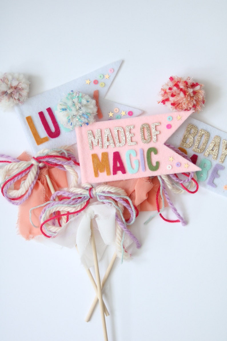 Pennant Wand Pennant Flag Birthday Wand Party Wand Magic Wand Made of Magic image 1