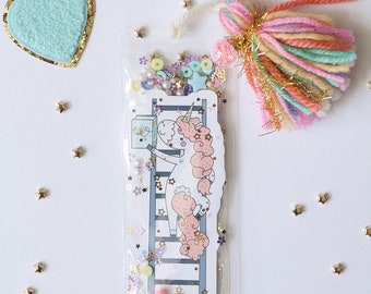 Unicorn Shaker Bookmark - Shaker Bookmark - Girl Bookmark - Glitter Bookmark - Confetti Bookmark