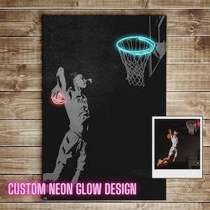 Individuell gestalteter Neon Kunstdruck. Individuell bedruckte Leinwand | Personalisierte Kinder Wandkunst | Familienfoto | Foto auf Leinwand | Personalisiertes Canvas Geschenk #C100