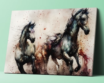 Farmhouse Decor Wall Art Rustic Watercolor Horse Canvas Art Print Horse Art Poster Animals Decor Animal Painting Western Wall Art #C1019