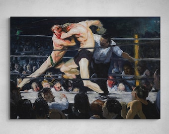 Boxing Painting Canvas Art Poster Boxing Match Stag at Sharkey's Painting by George Wesley Bellows. Sport Theme Art Gym Wall Decor #C6353