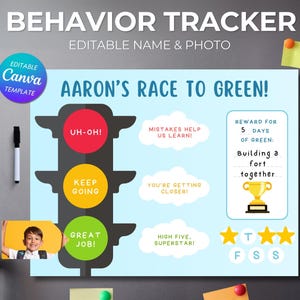 Editable Kids Behavior Chart: ADHD and Autism  Habit Tracker and Weekly Reward Chart (Canva Template)
