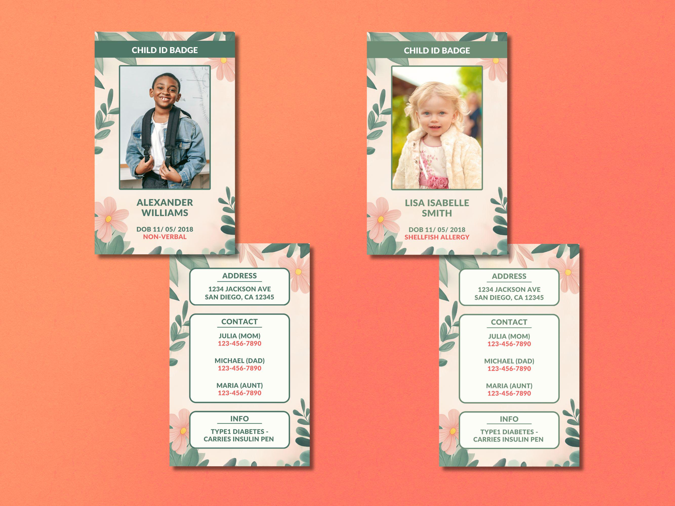Back to School Child ID Card, Template, Editable Canva Design ...