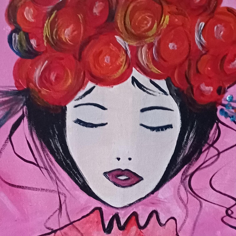 Wandbild frau mit blumen auf dem kopf - Etsy.de