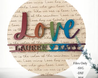 Engraved Love is Love Sign SVG DXF PDF Files | Laser svg file | Gay Pride Gift | Pattern for glowforge, omtech | lgbtq Gift | Digital File