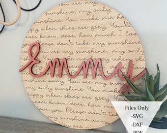 You are my Sunshine Engraved Nursery Name Sign SVG DXF PDF Files | Laser svg file | Digital Pattern for glowforge, omtech | Nursery Rhymes