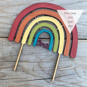 Rainbow Cake Topper SVG DXF PDF Digital File | Laser svg file | Pattern for glowforge, omtech | Rainbow Birthday | Rainbow Baby