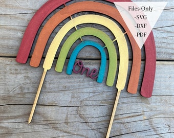 Rainbow Cake Topper SVG DXF PDF Digital File | Laser svg file | Pattern for glowforge, omtech | Rainbow Birthday | Rainbow Baby