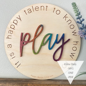 Play Decor Sign SVG DXF PDF Files | Laser svg file | Preschool Sign | Daycare Sign | Pattern for glowforge, omtech | Playroom Decor Digital