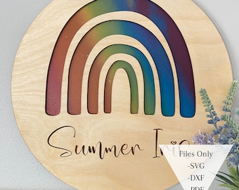 Rainbow Name Sign Digital File | SVG DXF PDF Files | Laser svg file | Pattern for glowforge, omtech | Rainbow Baby Decor | Rainbow Sign