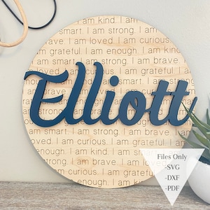 Engraved Affirmations SVG DXF PDF Files | Laser svg file | Pattern for glowforge, omtech | Boys Room Decor | Nursery Decor | Print Font