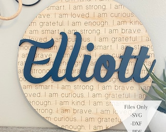 Engraved Affirmations SVG DXF PDF Files | Laser svg file | Pattern for glowforge, omtech | Boys Room Decor | Nursery Decor | Print Font