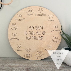 Feelings Wheel SVG DXF File digitale PDF per taglio laser / File laser / Grafico delle emozioni per bambini / Sono sicuro di sentirmi / Aula / Scuola materna