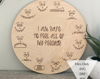Feelings Wheel SVG DXF PDF Digital File for Laser Cutting | Laser File | Emotion Chart for Kids | I am safe to feel | Classroom | Preschool