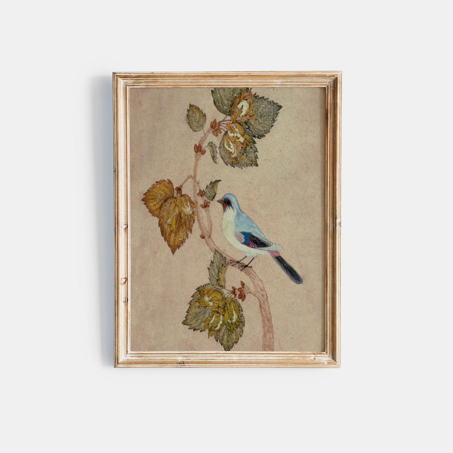 Printable Blue Bird Painting | Vintage Still Life Print | Country Wall ...