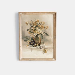 Vintage Floral Art Print | Watercolor Country Home Decor Printable, Flower Wall Art for Rustic Living Room & Kitchen 613