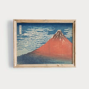 Japanese Woodblock Print |  Red Fuji Painting | Classical Japanese Printable | Vintage Eastern Art | Digital Download Print | 709