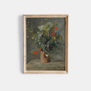 Obra de arte floral / Pintura de flores en jarrón / Estampado floral vintage / Pintura floral encantadora / Arte mural clásico / Naturaleza muerta IMPRIMIBLE 199