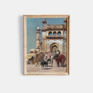 Pintura india / Obra de arte oriental exótica / Decoración de pared bohemia chic / Pintura al óleo clásica / Arte de pared digital 524
