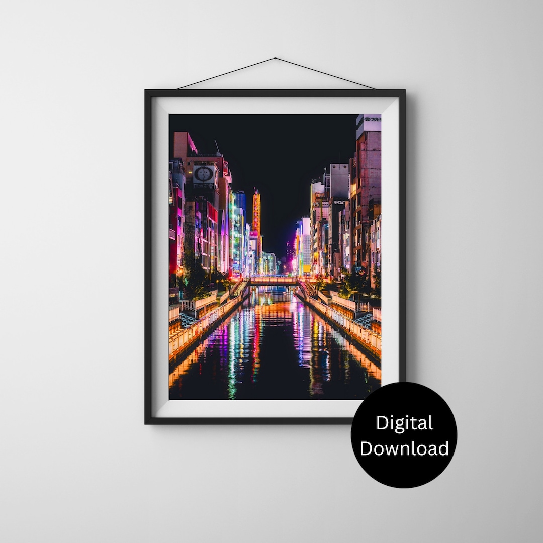 City Lights Wall Art, City Portrait, City Lights Printable, Digital