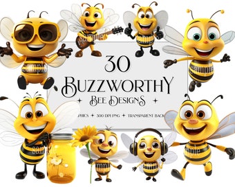 Bumble Bee Clipart Bundle, Adorable Bee Clipart, Cute Bee Clipart, Bee png, Floral Bee Clipart, Spring Garden Bee Clipart, Bee Clipart Pack