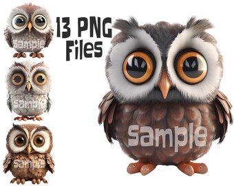 Cute Owl Clipart Bundle, Woodland Animal PNG (Digital Download)