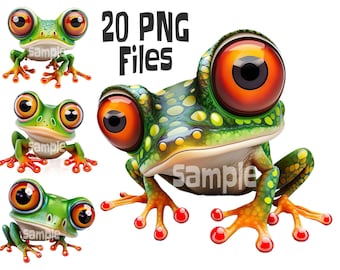 Frog Clipart, Cottagecore PNG Graphics (Digital Download)