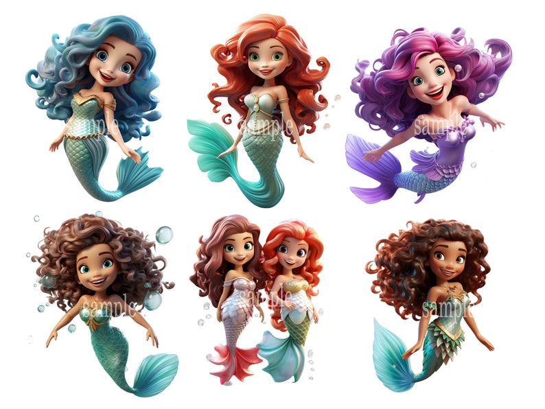 Mermaid Clipart Bundle, Fantasy Graphics (digital Download, PNG ...