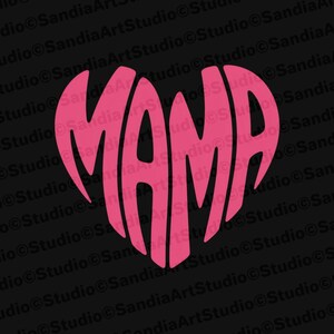 Design em formato de coração MAMA rosa brilhante para presentes e decoração de Dia das Mães, uso comercial permitido
