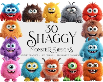 Cute Monster Clipart, Plush Monster PNG, Baby Monster Clipart, Colorful Monster Clipart, Monster Clipart, Cardmaking png, 3D monster Clipart