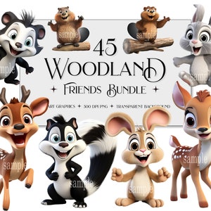 Woodland Animals Clipart, Woodland Animals Decorations, Skunk Clipart, Cute Deer Clipart, Cute Bunny Clipart, Cute Beaver Clipart