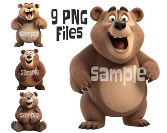 Imágenes prediseñadas de oso, diseños PNG de animales del bosque (uso comercial)