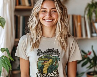 Cartoon Crocodile SVG, Retro 'In A While' Quote (Digital Download)