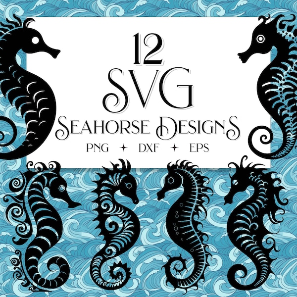 Seepferdchen Grafikdesigns, Seepferdchen Silhouette SVG, Seepferdchen svg, Seepferdchen png, Seepferdchen DXF, Seepferdchen EPS, kommerzielle Nutzung, digitaler Download