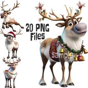 Whimsical Reindeer Clipart: Festive Christmas PNG (Digital Download)