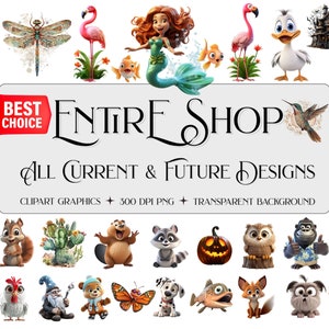 Lot de cliparts entier, lot de toute la boutique, lot de toute la boutique, lot de cliparts personnage, création de cartes png, lot de cliparts magique