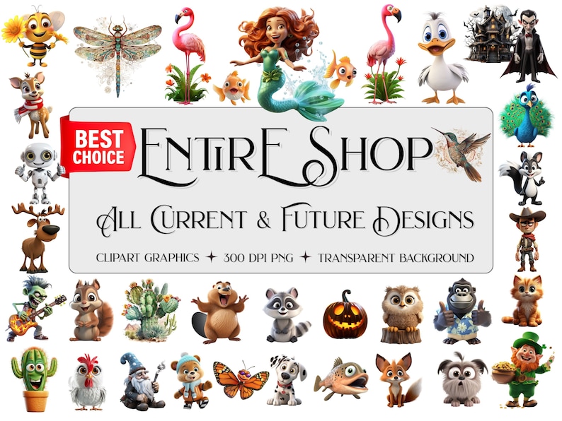Adorable animal clipart bundle, Desert watercolor graphics pack, Fantasy character illustrations, Transparent background art, Lifetime access clipart bundle, Adorable Animals, Desert Watercolor, Fantasy Characters, Unlimited Downloads